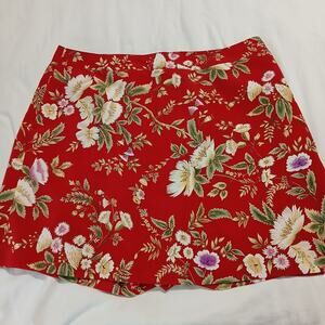 EP PRO 16 Red Floral Skort Polyester easy care no stretch see measurement photos